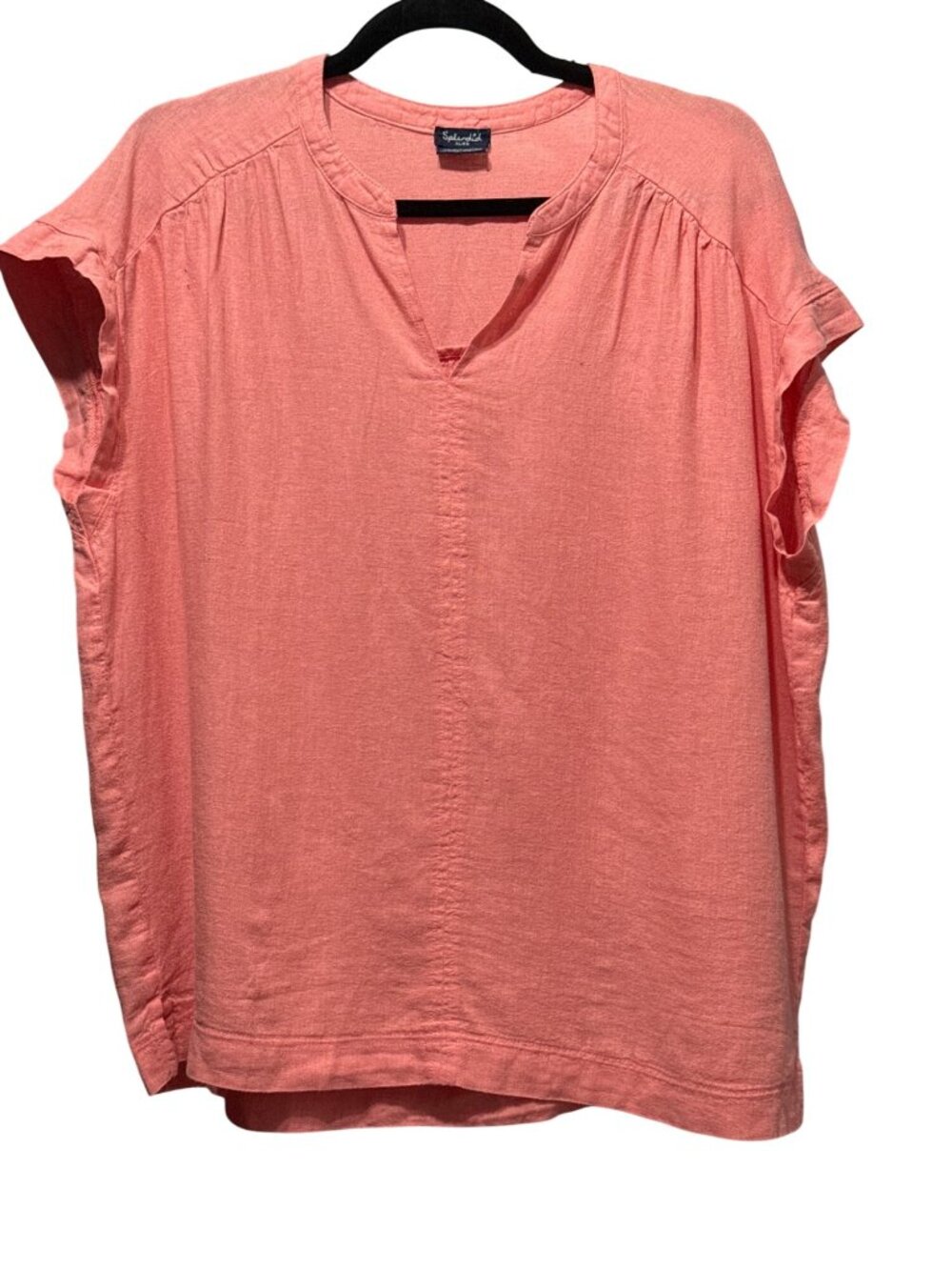 Splendid Coral Linen Blend Short Sleeve Top XL Womens Relaxed Fit - Picture 1 of 6